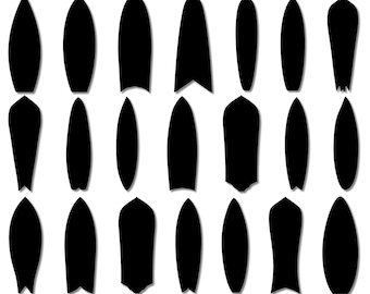 Surfboard Silhouette Shapes, Surfing Clipart (svg, jpg, png, eps, ai)