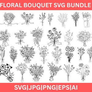 Floral Bouquet Svg Bundle,Flowers Bouquet Png,Wild flowers Bouquet,Cute Bouquet,Botanical wild flowers bouquet,Instant Download Zip.