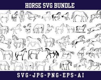 Horse SVG Clipart Bundle, Vector Silhouette Cut Files (Digital Download)