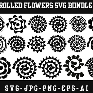 Rolled Flower Svg Bundle,Digital Paper flower Svg,Flower Svg,Rolled flower SVG & leaf bundle.Flower svg files for cricut Project,Digital svg