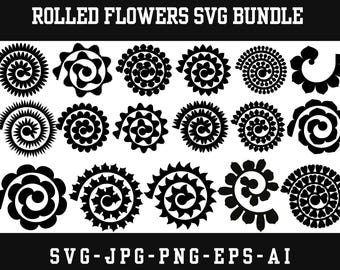 Rolled Flower SVG Bundle, Paper Flower Templates (Digital)
