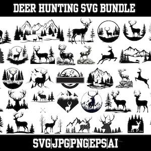 Deer hunting svg bundle,Hunting Life x30 BUNDLE Svg/Eps/Png/ai/Jpg,Hunting Svg,deer in forest svg  bundle, Hunting Cut Files For Cricut