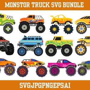 Monster Truck Svg,Extreme Offroad Vehicle Clipart,Monster Truck Svg Files,Transparent Backgrounds,Digital File,svg,eps,png,Instant Download