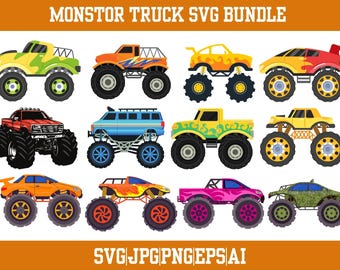 Monster Truck Clipart, Extreme Offroad Vehicle, SVG PNG EPS (Digital File)