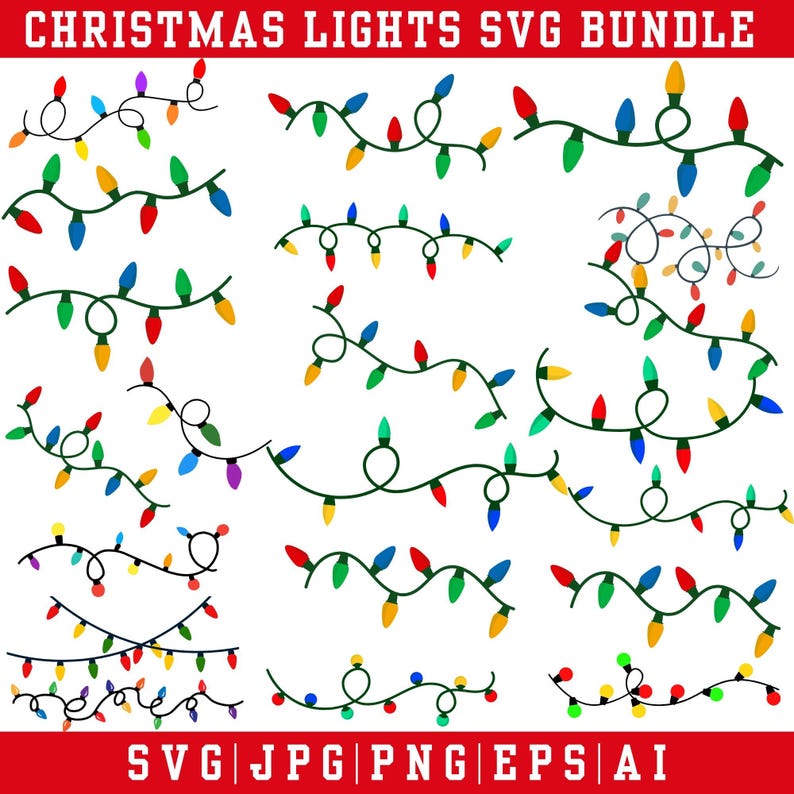 Christmas Lights SVG Bundle, Seamless Pattern (instant Download) - Etsy