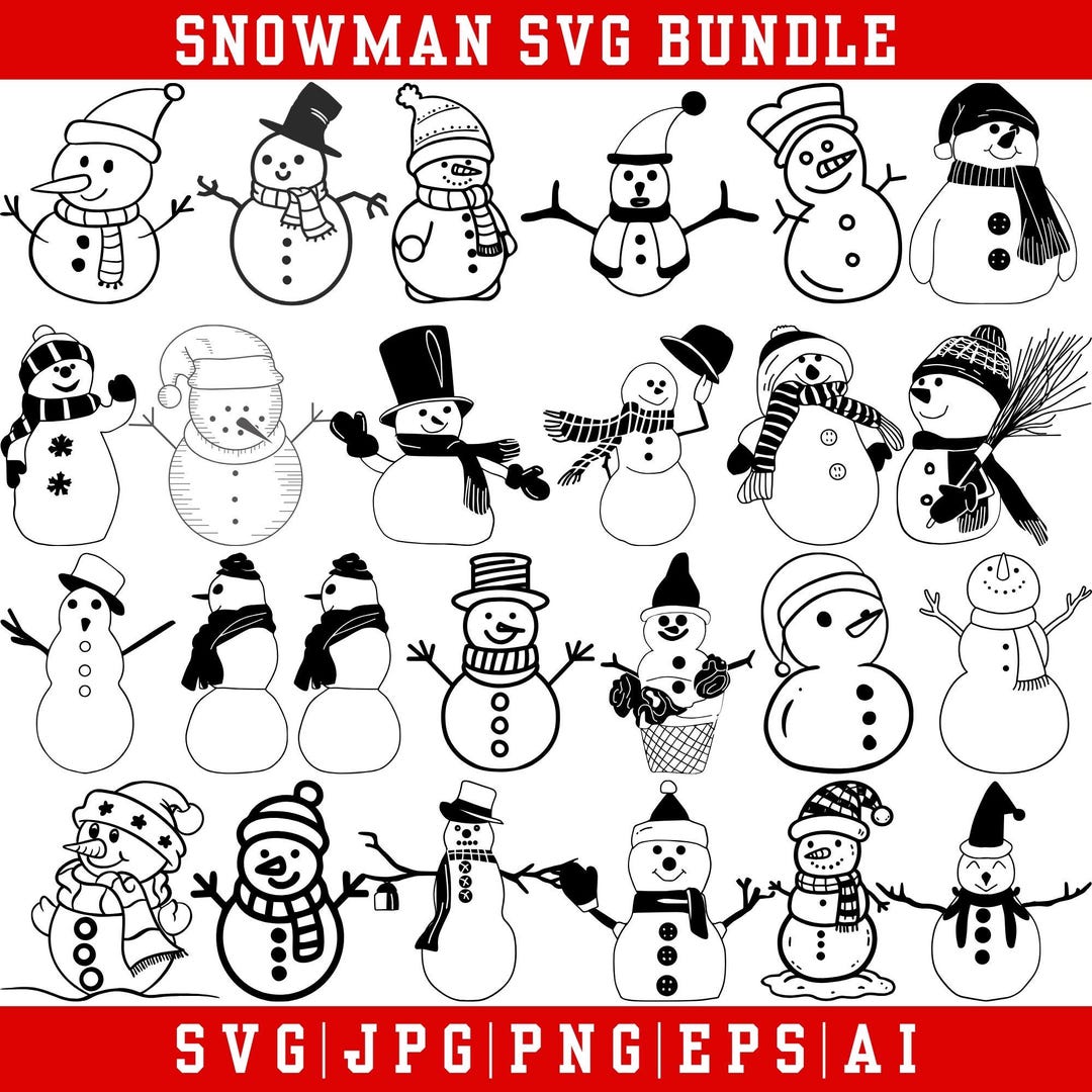 Snowman SVG Bundle, Winter Holiday Clipart (digital Download) - Etsy