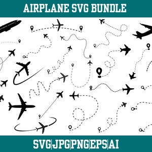 Airplane Bundle SVG, Airplane Heart Bundle Svg,AIRPLANE Svg Cut Files For Cricut,Plane Route heart path cut file,Travel svg,Instant Download