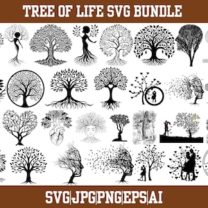 Tree Of Life svg Bundle,Tree svg Bundle,Couple tree,Tree Roots svg,Tree Silhouette Clipart, Spiritual Home Decor, Family Tree, Cricut