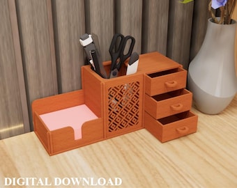 Laser Cut File Template : Pencil Holder & Desk Organizer (Digital Download)