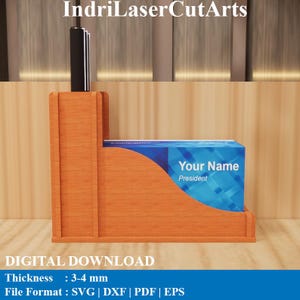 Business Card & Pen Holder Laser Cutting Files. Laser Cutting Svg, Dxf, Pdf, Eps Files
