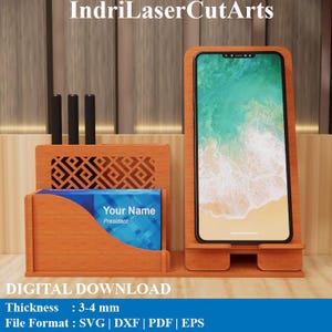 Business Card & Phone Holder Laser Cutting Files. Laser Cutting Svg, Dxf, Pdf, Eps Files