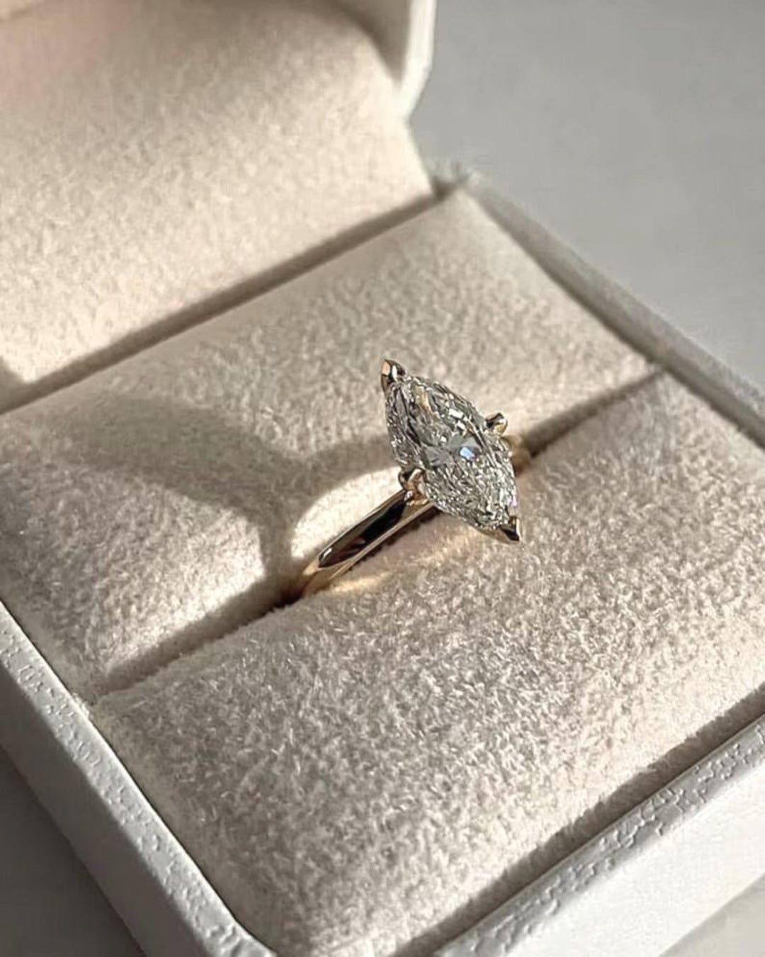 Marquise Cut Diamond Engagement Ring | 14K Gold Solitaire Ring ...