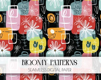 Preppy Seamless Pattern, Spring Flowers, Digital Pattern, Wild Abstract Floral Pattern, Preppy Flowers, Instant Download, Spring Seamless