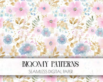Preppy Seamless Pattern, Spring Flowers, Digital Pattern, Wild Abstract Floral Pattern, Preppy Flowers, Instant Download, Spring Seamless