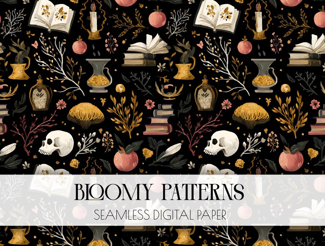 Witches Bookshelf Seamless Pattern, Halloween Digital Paper, POD. - Etsy