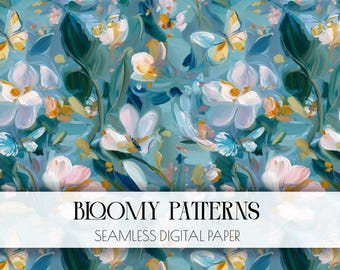 Preppy Seamless Pattern, Spring Flowers, Digital Pattern, Wild Abstract Floral Pattern, Preppy Flowers, Instant Download, Spring Seamless