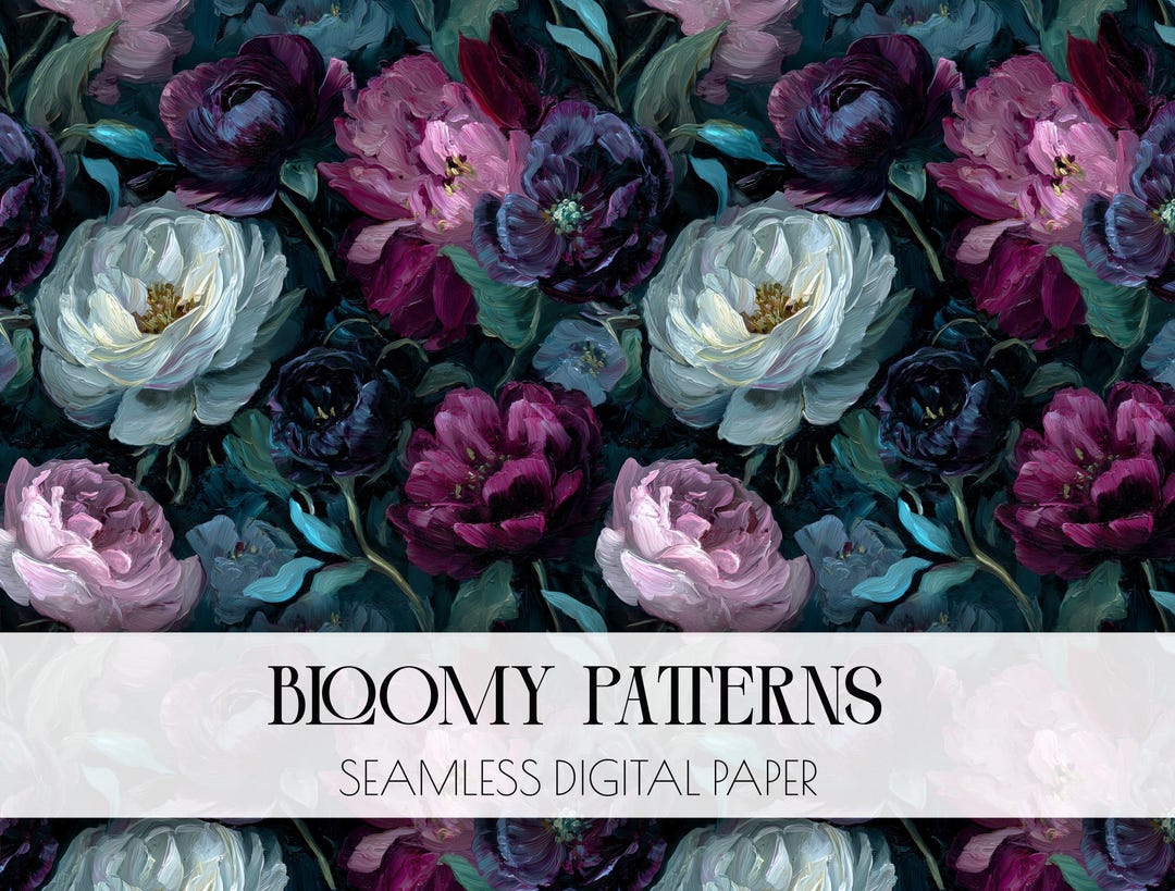 Gothic Rococo Digital Paper ,vintage Floral Seamless Patterns With ...