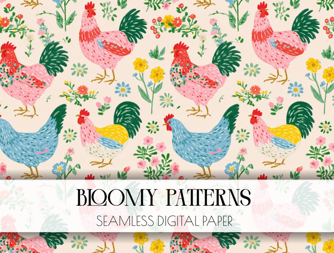 Farm Chicken Digital Paper, Farm Animals, Farm Pattern, Hen Pattern ...