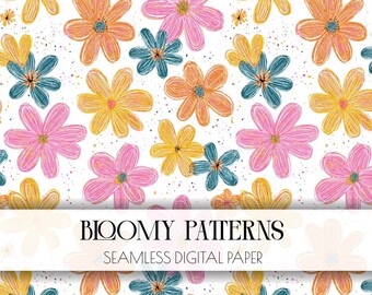 Preppy Seamless Pattern, Spring Flowers, Digital Pattern, Wild Abstract Floral Pattern, Preppy Flowers, Instant Download, Spring Seamless