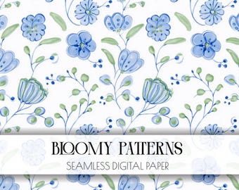 Preppy Seamless Pattern, Spring Flowers, Digital Pattern, Wild Abstract Floral Pattern, Preppy Flowers, Instant Download, Spring Seamless