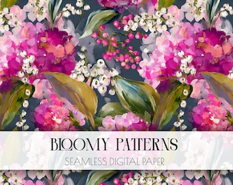 Preppy Seamless Pattern, Spring Flowers, Digital Pattern, Wild Abstract Floral Pattern, Preppy Flowers, Instant Download, Spring Seamless