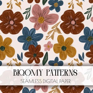 Preppy Seamless Pattern, Spring Flowers, Digital Pattern, Wild Abstract Floral Pattern, Preppy Flowers, Instant Download, Spring Seamless