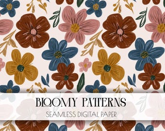 Preppy Seamless Pattern, Spring Flowers, Digital Pattern, Wild Abstract Floral Pattern, Preppy Flowers, Instant Download, Spring Seamless
