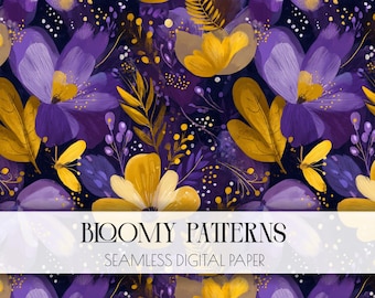 Preppy Seamless Pattern, Spring Flowers, Digital Pattern, Wild Abstract Floral Pattern, Preppy Flowers, Instant Download, Spring Seamless