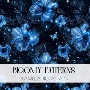 Preppy Seamless Pattern, Neon Blue Flowers, Digital Pattern, Wild Abstract Floral Pattern, Preppy Flowers, Instant Download, Spring Seamless
