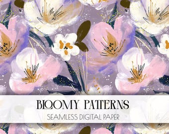 Preppy Seamless Pattern, Spring Flowers, Digital Pattern, Wild Abstract Floral Pattern, Preppy Flowers, Instant Download, Spring Seamless