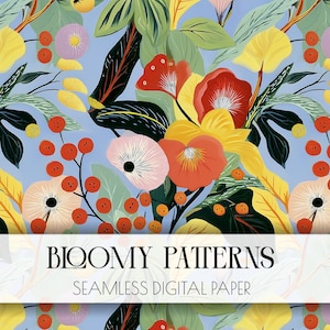 Preppy Seamless Pattern, Spring Flowers, Digital Pattern, Wild Abstract Floral Pattern, Preppy Flowers, Instant Download, Spring Seamless