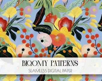 Preppy Seamless Pattern, Spring Flowers, Digital Pattern, Wild Abstract Floral Pattern, Preppy Flowers, Instant Download, Spring Seamless