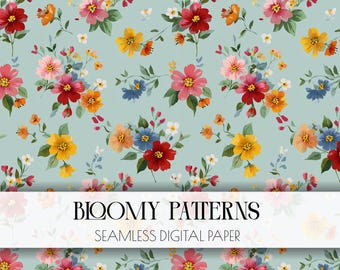 Vintage Floral Seamless Background, Colors Floral Background, Preppy patterns, Cottagecore Digital Paper, Shabby chic, Spring Flowers