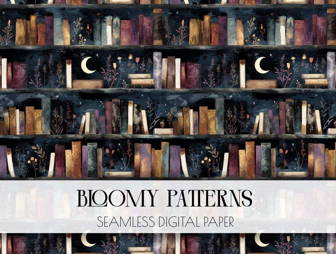Witches Bookshelf Seamless Pattern, Halloween Digital Paper, POD. - Etsy