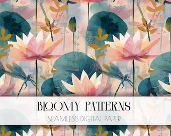 Preppy Seamless Pattern, Spring Flowers, Digital Pattern, Wild Abstract Floral Pattern, Preppy Flowers, Instant Download, Spring Seamless