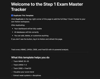 Step 1 Exam Tracker Notion Template – AI Score Report (Digital Download)