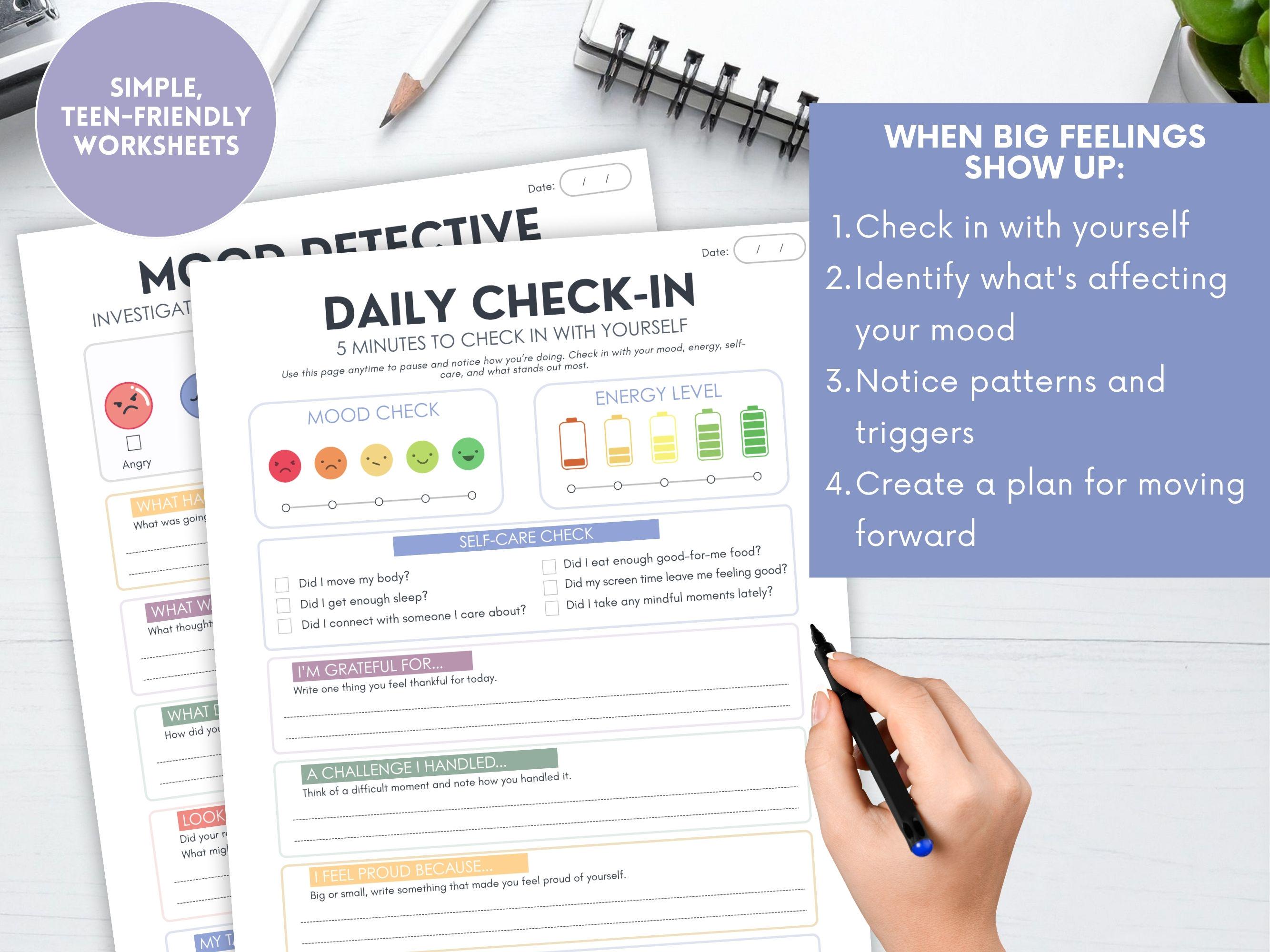 Teen Mood Tracker Workbook Printable | Mood Journal Worksheets for ...