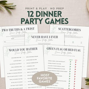 Dinner Party Spiele zum Ausdrucken, 12 Dinner Party Aktivitäten für Erwachsene, Gruppeneisbrecher, Quiz, Gesprächsstarter, Tischgespräch, Gastgebergeschenk