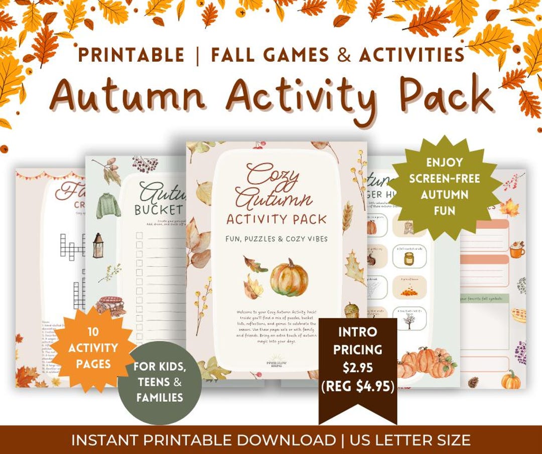 Fall Activity Pack | Autumn Printables, Bucket List, Games, Puzzles ...