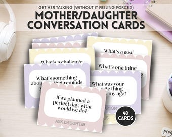Mother Daughter Conversation Cards Printable, Mother Daughter Activity, Family Connection Questions, Mom and Teen Bonding