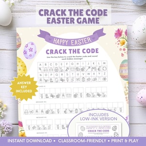 Easter Crack the Code Printable, No Prep Easter Classroom Activity, Easter Worksheet for Kids, Spring Logic Puzzle, Early Finisher Game
