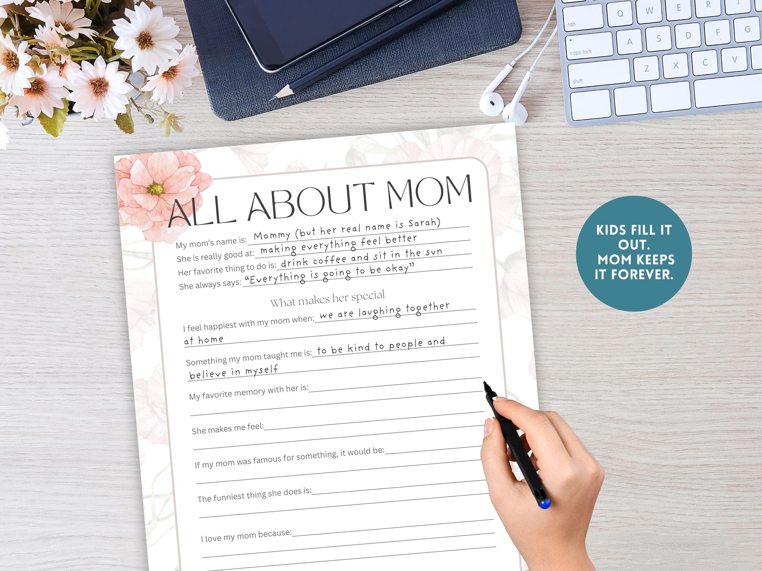 All About My Mom Printable, Interview Questionnaire for Kids, Birthday ...