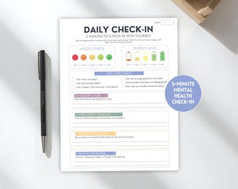 Teen Mental Health Check-In Printable, Daily Mood Tracker for Teens, Mental Health Worksheet, Anxiety Coping Skills, Self Care Printable