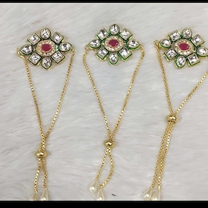 25 x Handmade adjustable kundan women bracelets | Bridesmaid gift, haldi and sangeet favor | pooja favor | Women return gift