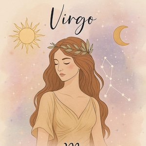 Virgo Zodiac Art Print Aesthetic Astrology Poster Virgo Star Sign Wall Decor Digital Download Earth Sign Gift Boho Horoscope Print
