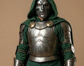 Dr Doom Armor Costume Full Set | Metal Supervillain Cosplay Outfit with Mask Cape and Armor