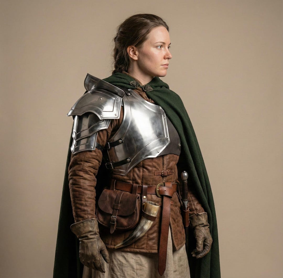 Medieval Women's Steel Pauldrons With Chest-plate, LARP Cosplay Armor ...