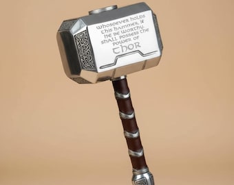 Martello di Thor Mjollnir - Martello di Thor - Martello di Thor con incisione e impugnatura in pelle - Martello di Thor asgardiano - Martello di Avengers Endgame - Il regalo migliore