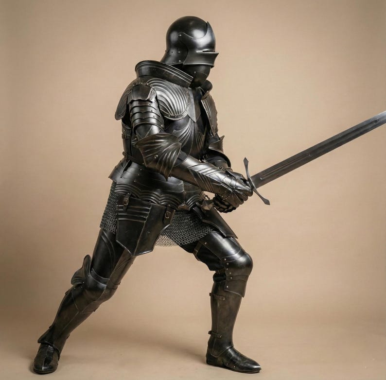 Gothic Knight Full Body Armor Suit - Medieval Dark Steel Warrior Gear ...