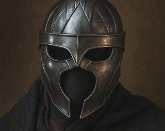 Medieval Full Face Steel Helmet | Dark Fantasy Warrior Armor | LARP & Cosplay Ready | Viking Crusader Inspired Costume Helmet